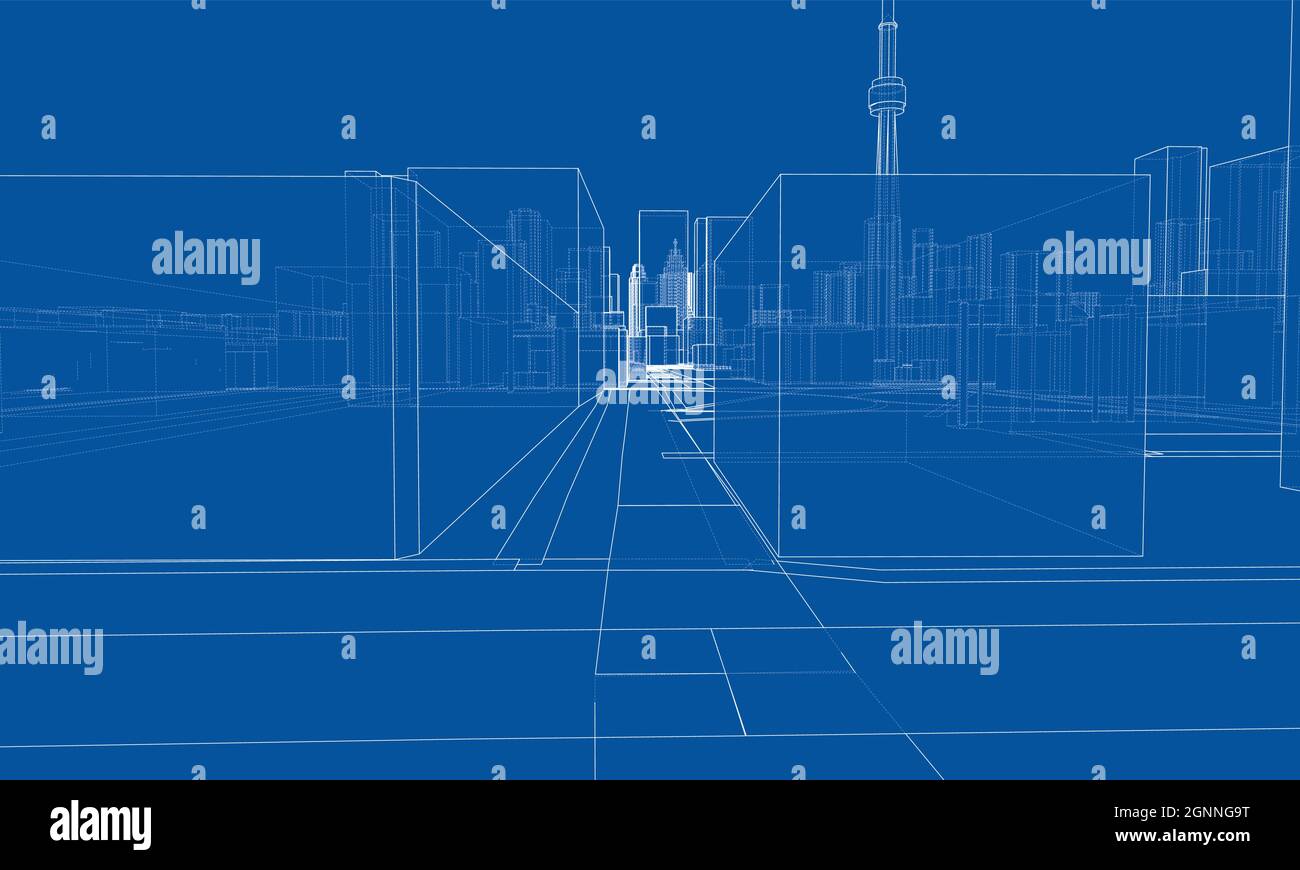 Vector 3d urban landscape. Buildings and roads Stock Vector Image & Art ...