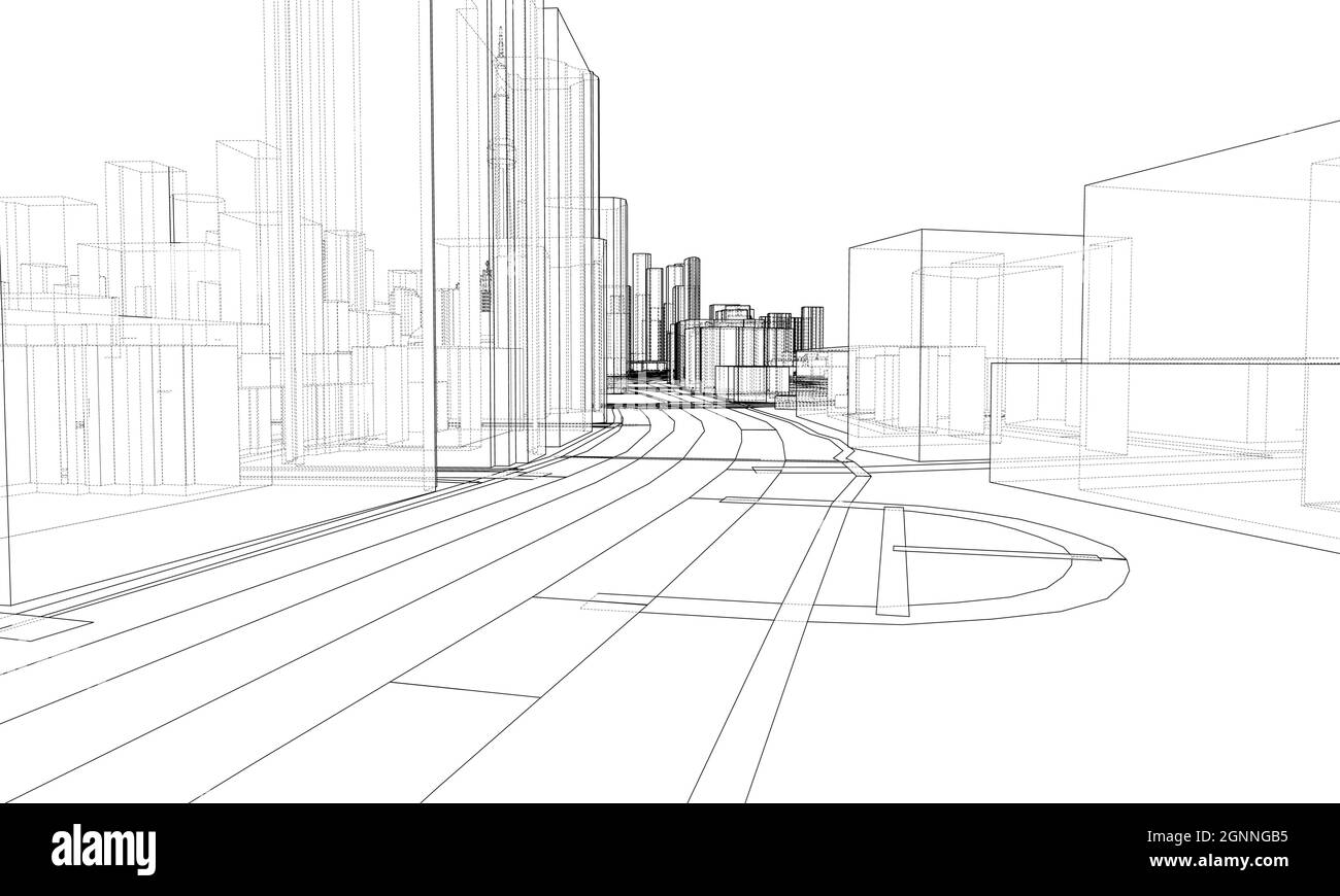 Vector 3d urban landscape. Buildings and roads Stock Vector Image & Art ...