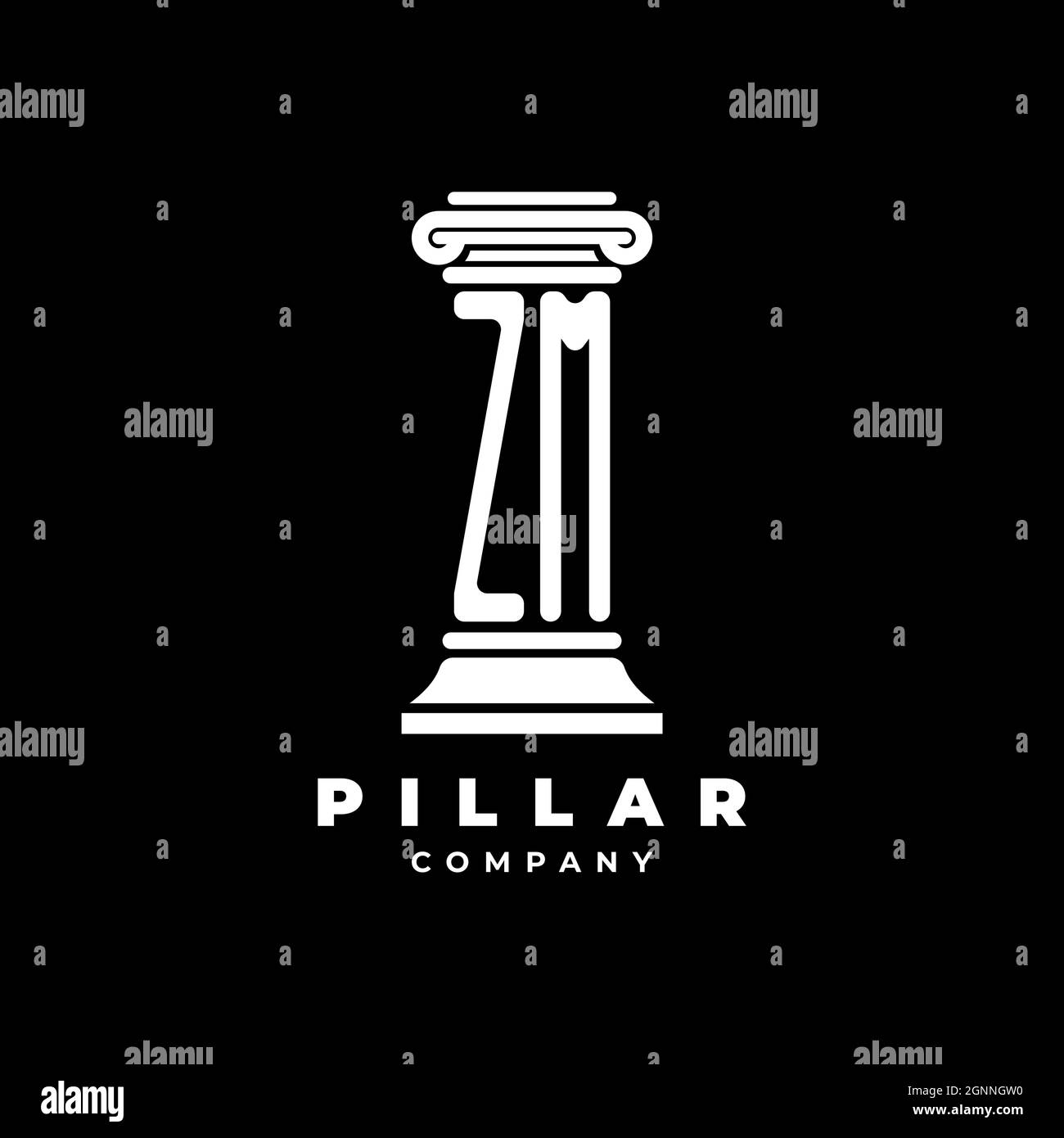 ZM Monogram Logo Letter Pillars shape lawyer style vector, law firm ...