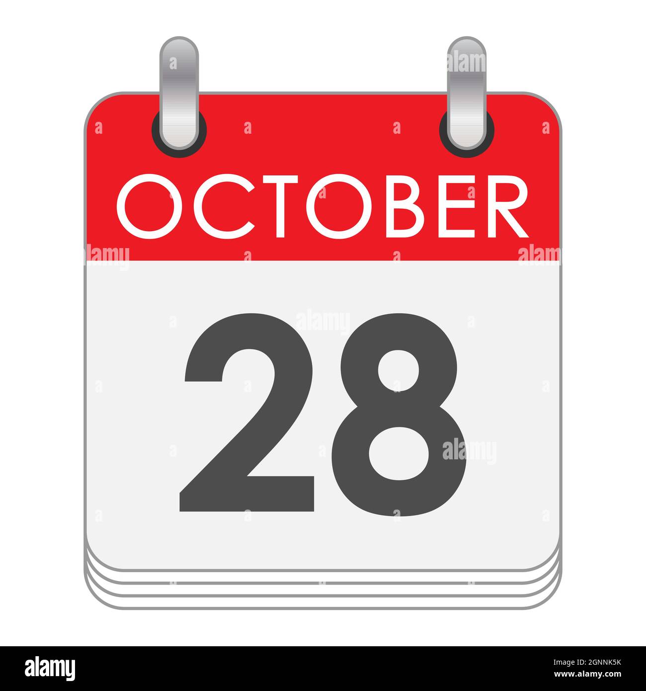 October 28. A leaf of the flip calendar with the date of October 28 ...