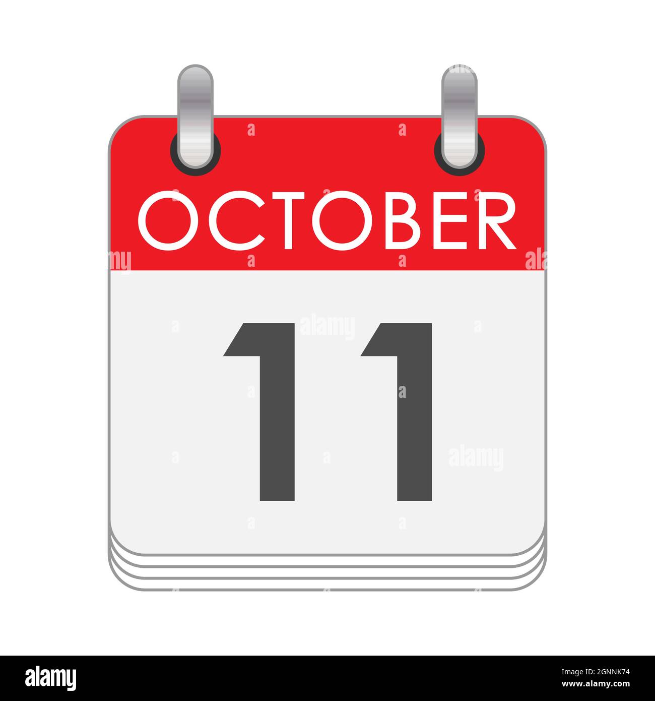 October 11. A leaf of the flip calendar with the date of October 11. Flat style Stock Vector