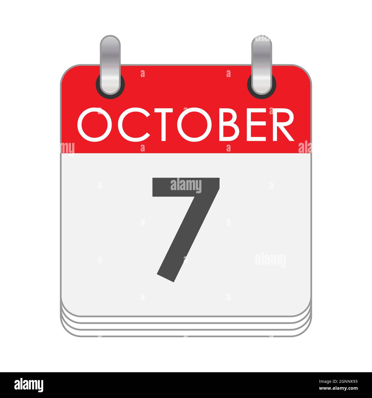 October 7 A leaf of the flip calendar with the date of October 7 Flat October 7 A leaf of the flip calendar with the date of October 7 Flat