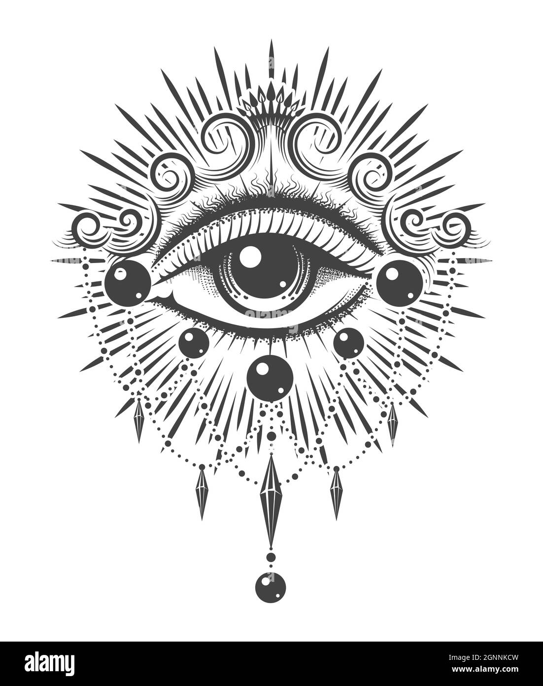 Premium Vector | All seeing eye pyramid symbol in the engraving tattoo  style. freemason and spiritual, illuminati and