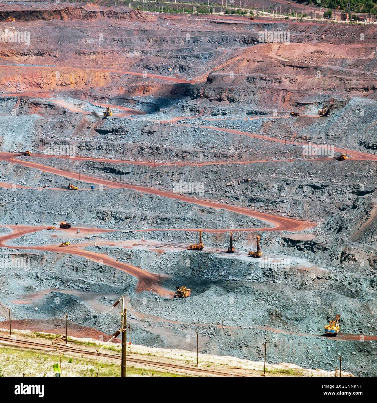 Iron ore extraction in the quarry of the Mikhailovsky mining and