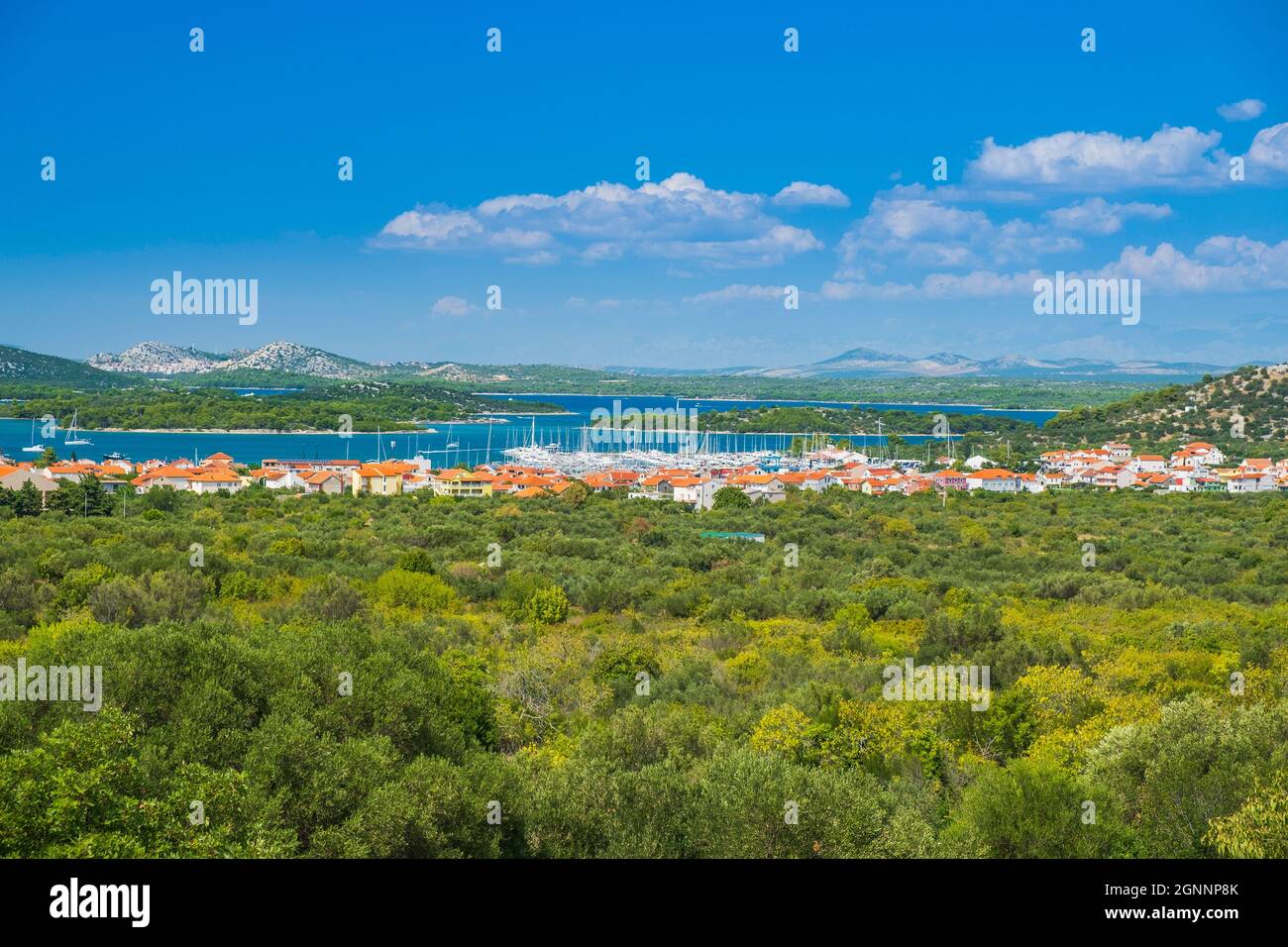Aerial view od town of Betina on the island of Murter, Dalmatia, Croatia Stock Photo