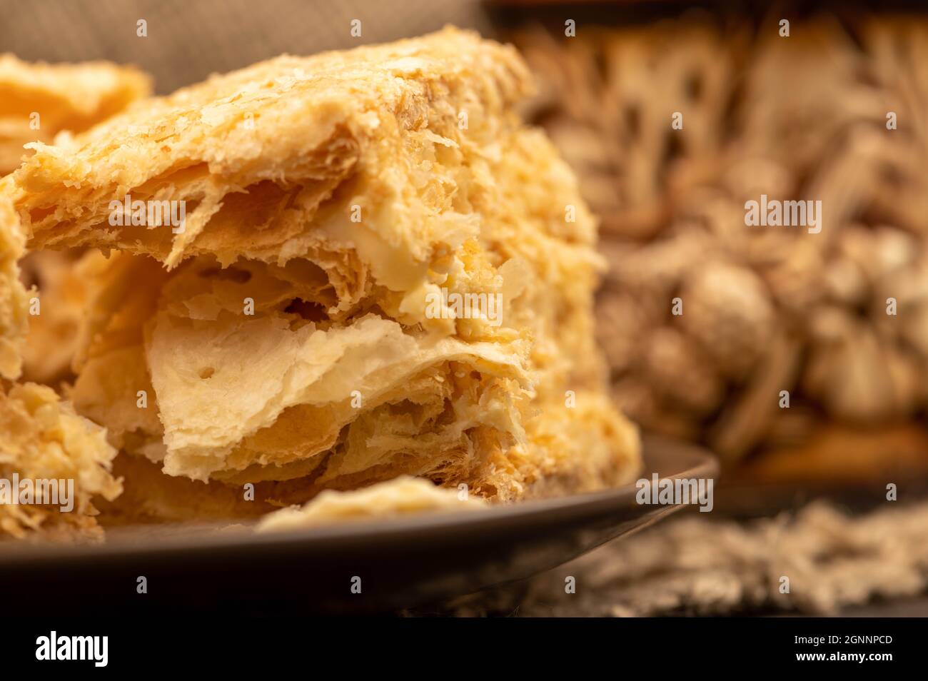 Layer cake with buttercream, close-up, selective focus Stock Photo