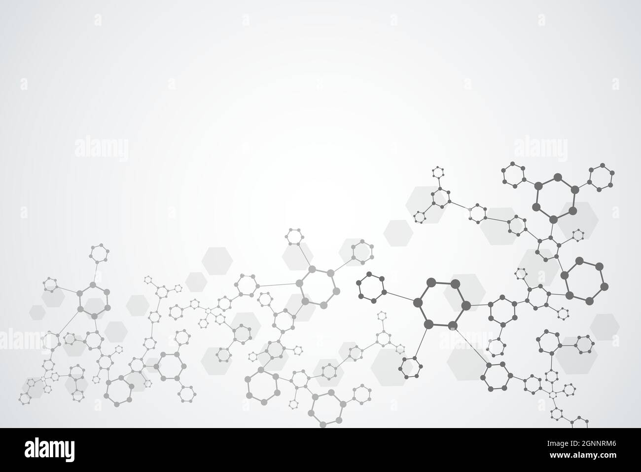 Science network pattern, connecting lines and dots. Technology hexagons structure or molecular connect elements Stock Vector