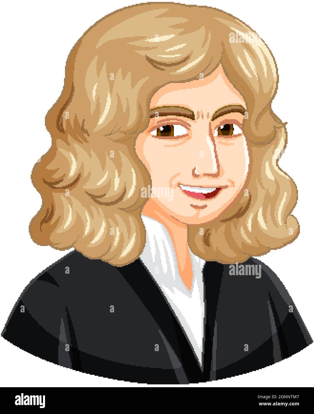 Portrait of Isaac Newton in cartoon style illustration Stock Vector