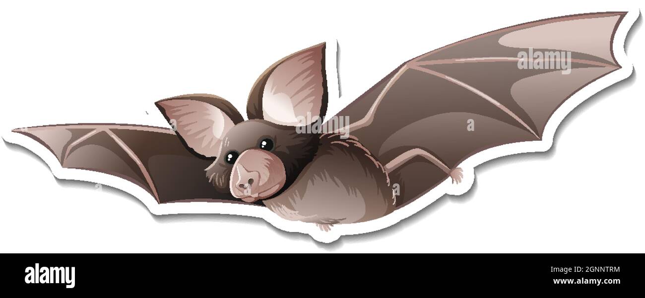 A sticker template of bat cartoon character illustration Stock Vector ...