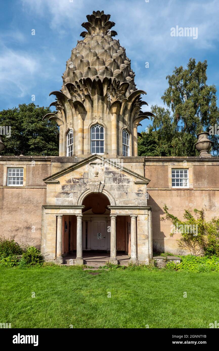 The Dunmore Pineapple folly in Dunmore Park, at Airth near Stirling in Stirlingshire Scotland uk owned by the Natiional Trust for Scotland Stock Photo
