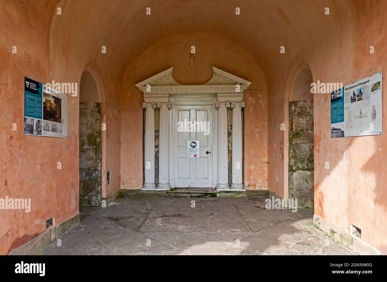 Entrance to Pineapple folly in Dunmore Park, at Airth near Stirling in Stirlingshire Scotland uk owned by the Natiional Trust for Scotland Stock Photo