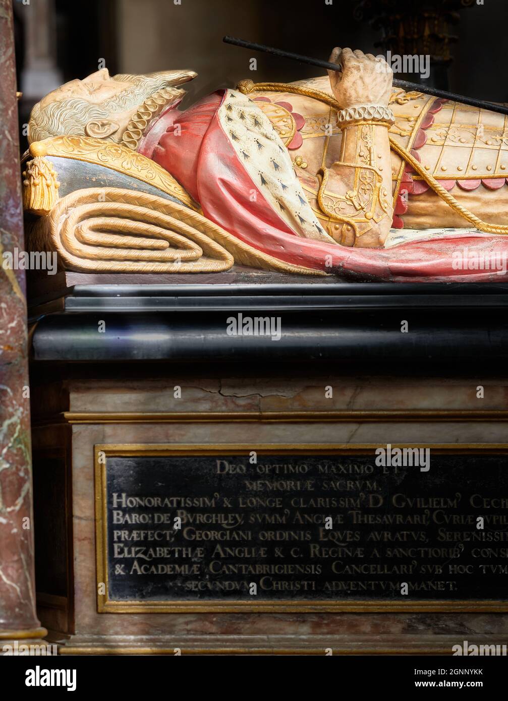 Tomb of William Cecil, Lord Burghley, Lord high treasurer, counsellor to queen Elizabeth I, in the church of St Martin, Stamford, England. Stock Photo