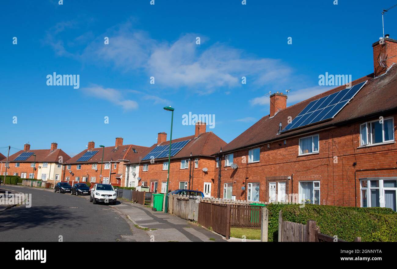 Social housing with solar panels on the roof, Aspley and Broxtowe