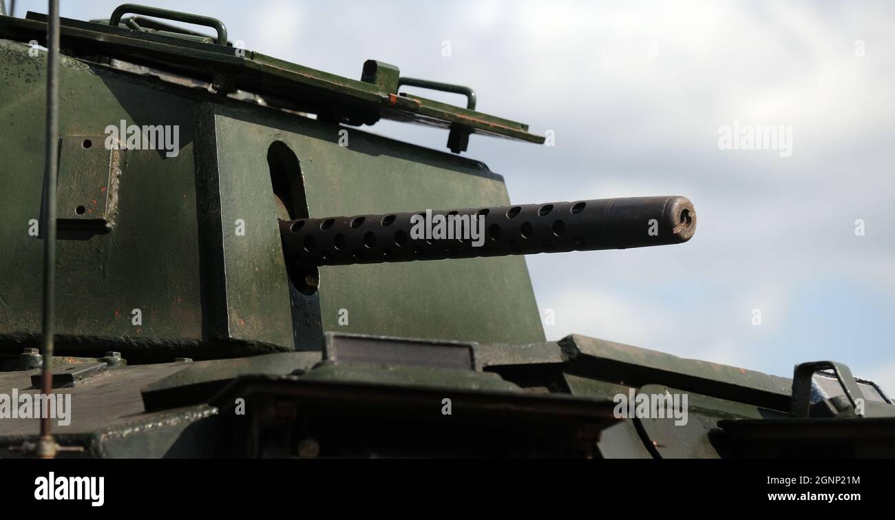 Tank in action at public second world war display. Stock Photo