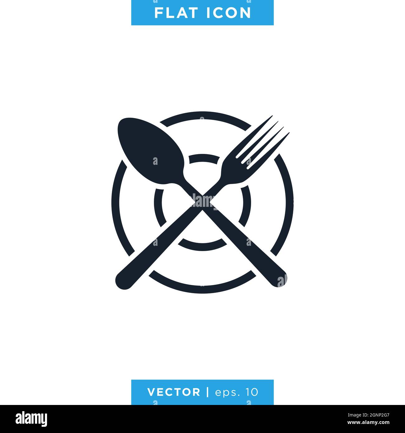 Spoon and fork icon vector stock illustration design template. Vector eps 10. Stock Vector