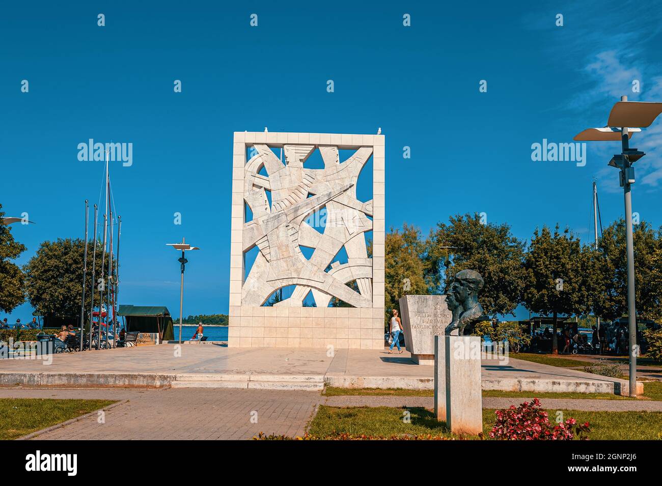 ROVINJ, CROATIA, August 30, 2018: Memorial in memory of the fight against fascism in Rovinj, Croatia. Memorial on the embankment next to the sea Stock Photo