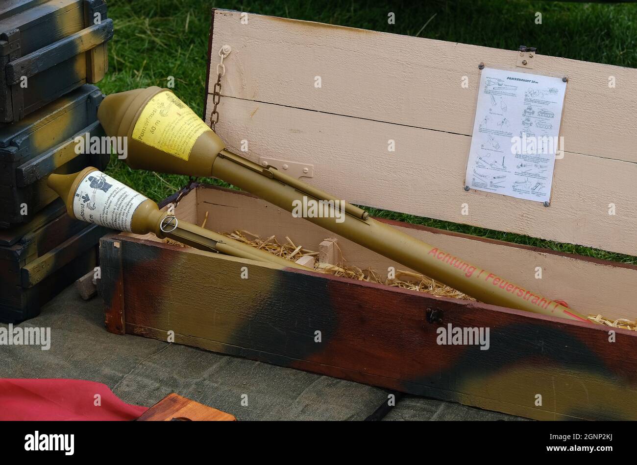 The Panzerfaust was an inexpensive, single shot, recoilless German anti-tank weapon of World War II. Shaped explosive charge. Stock Photo