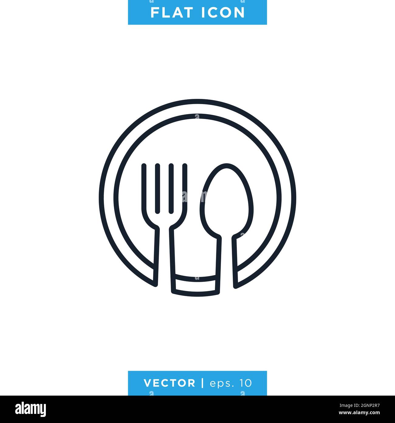 Spoon and fork icon vector stock illustration design template. Vector eps 10. Stock Vector