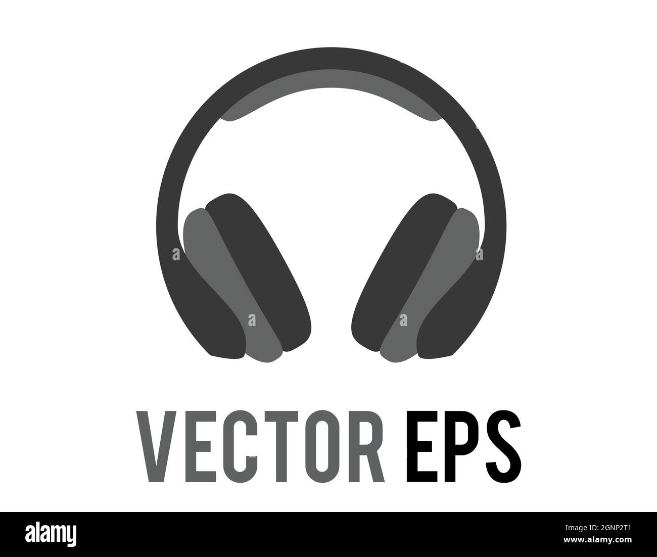 The isolated vector black headphones icon, used to listen music or other audio Stock Vector