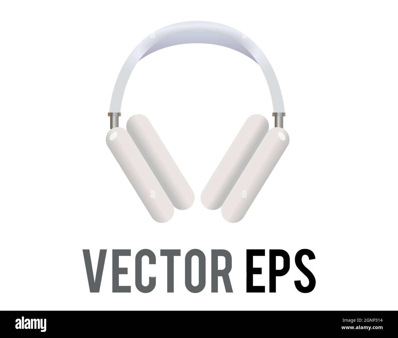 The isolated vector white headphones icon, used to listen music or other audio Stock Vector