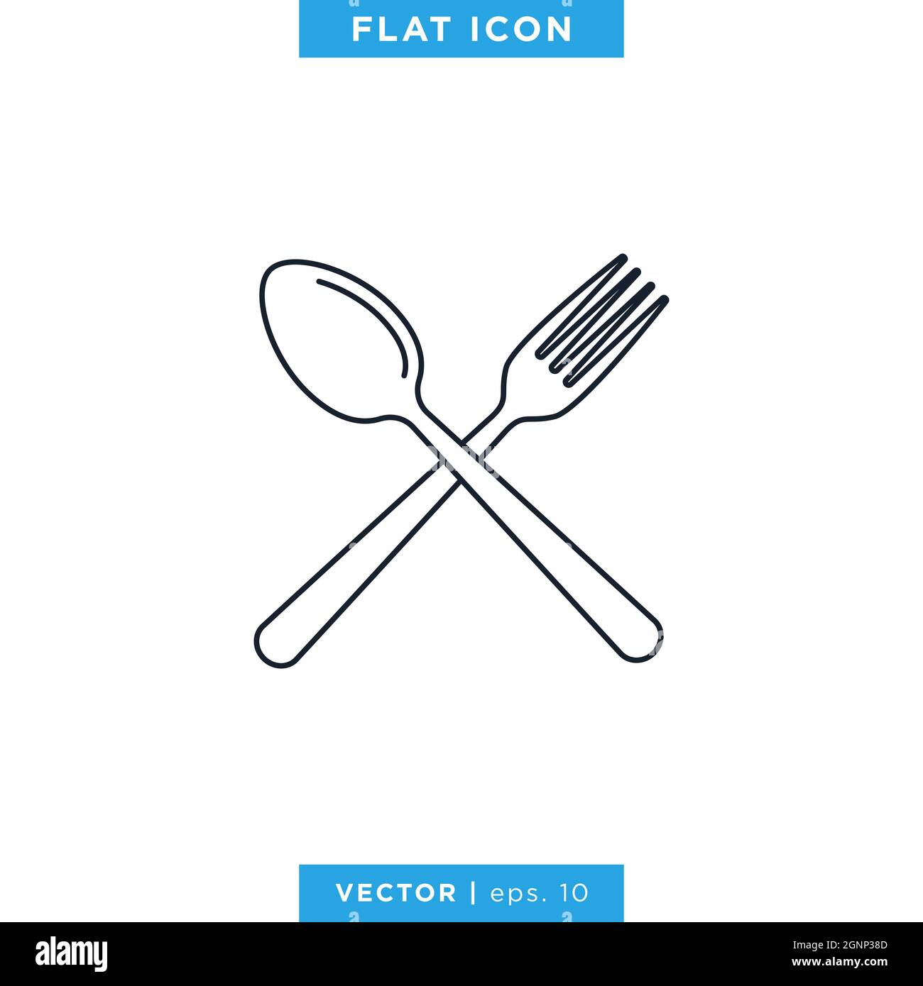 Spoon and fork icon vector stock illustration design template. Vector ...