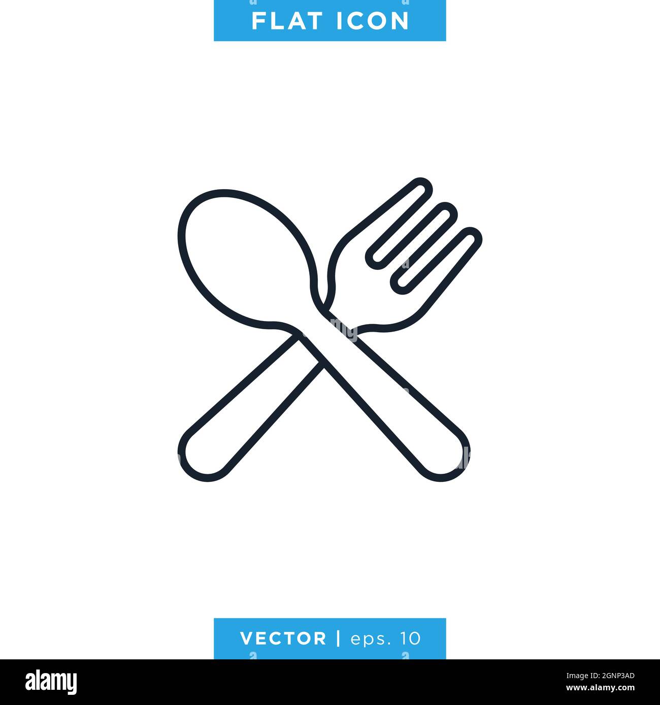 Spoon and fork icon vector stock illustration design template. Vector eps 10. Stock Vector