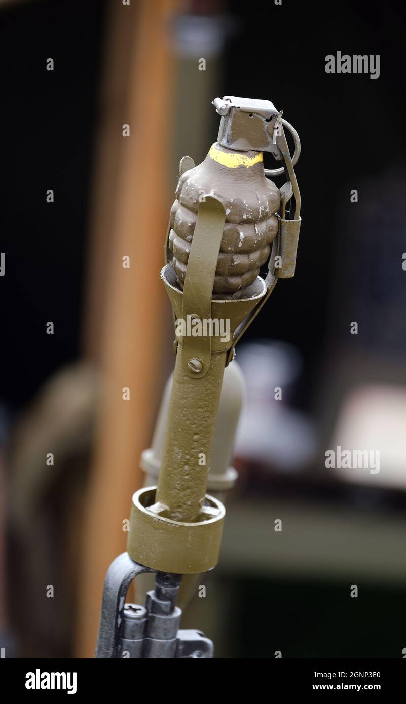 American rifle grenade attachment on Garand rifle with grenade Stock