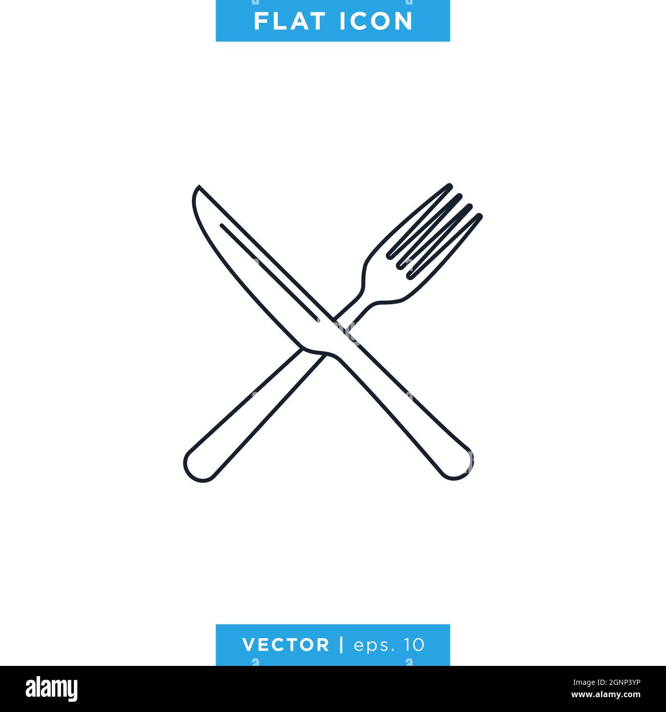Knife and fork icon vector stock illustration design template. Vector eps 10. Stock Vector