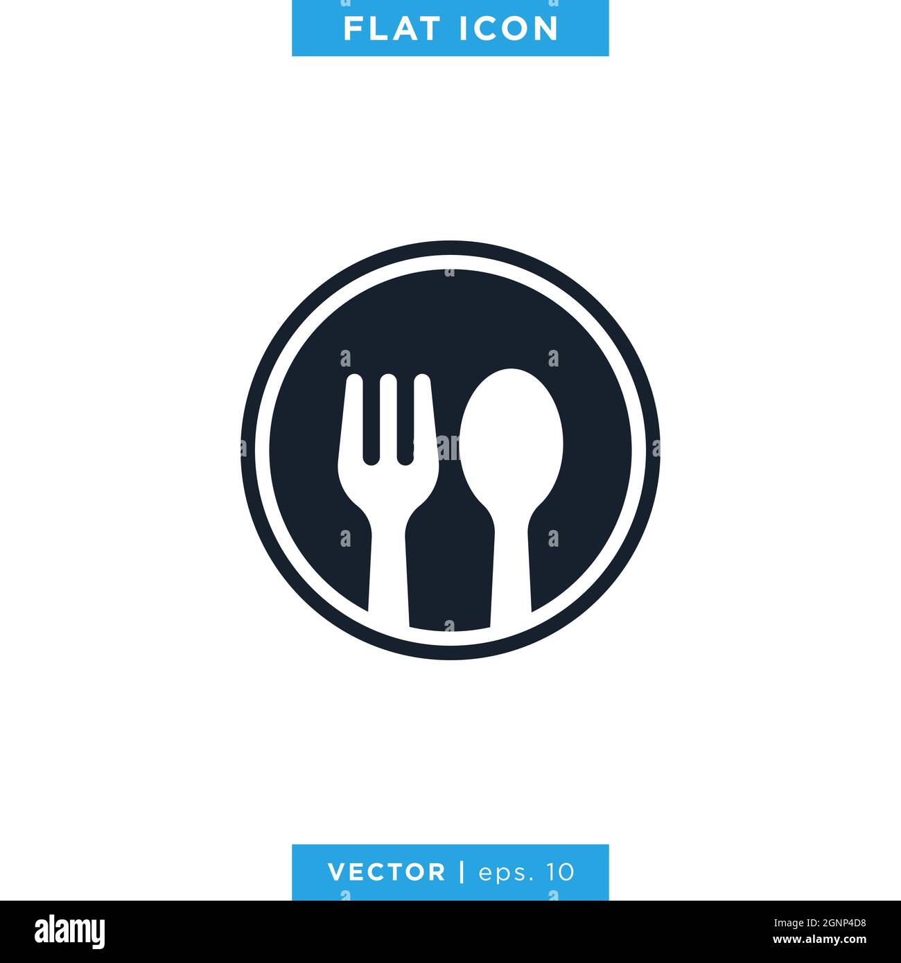 Spoon and fork icon vector stock illustration design template. Vector eps 10. Stock Vector