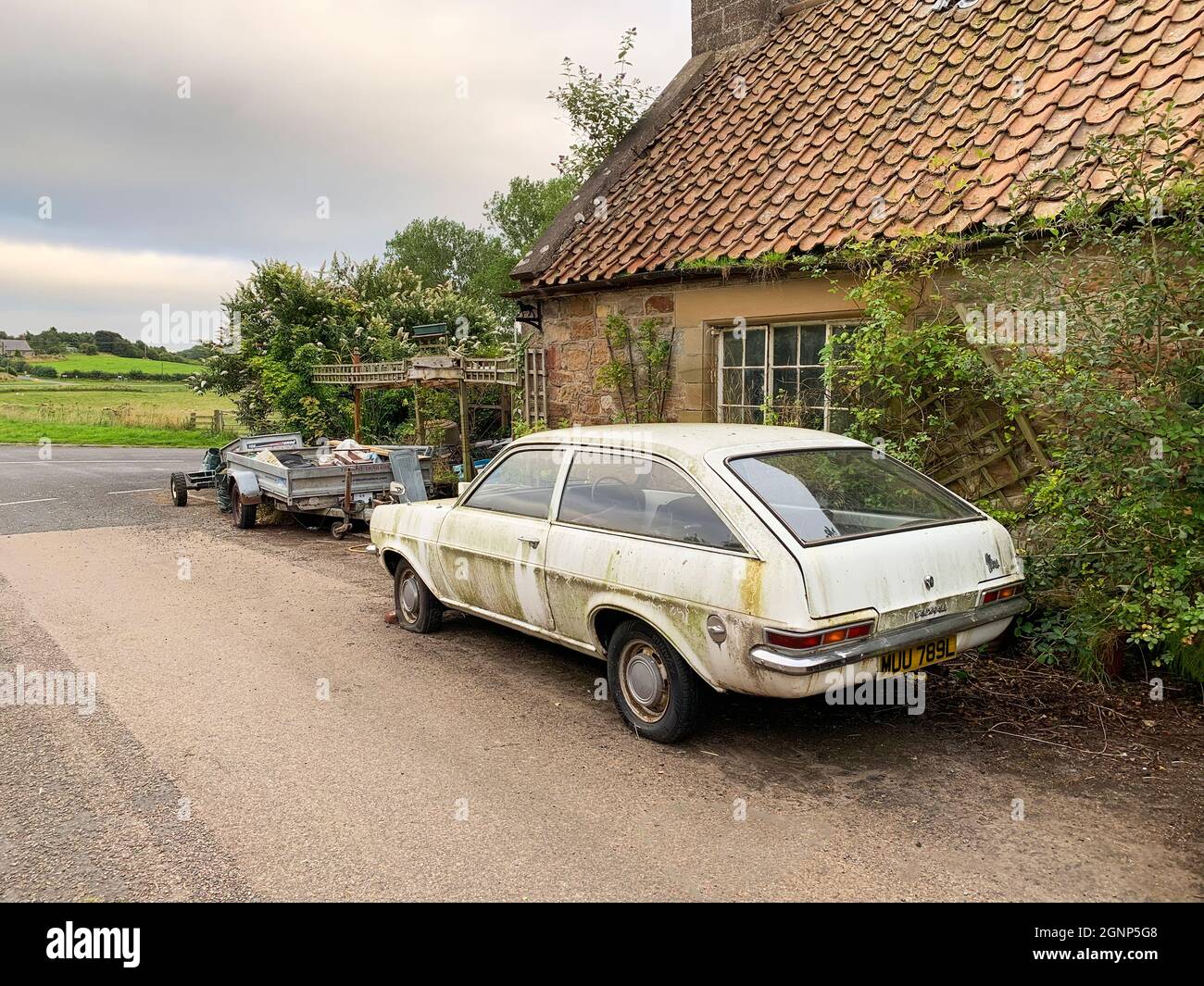 CORNHILL-ON-TWEED, UNITED KINGDOM - Aug 26, 2021: Rear view of a classic vauxhall viva estate car once common on british roads but now a rare sight Stock Photo