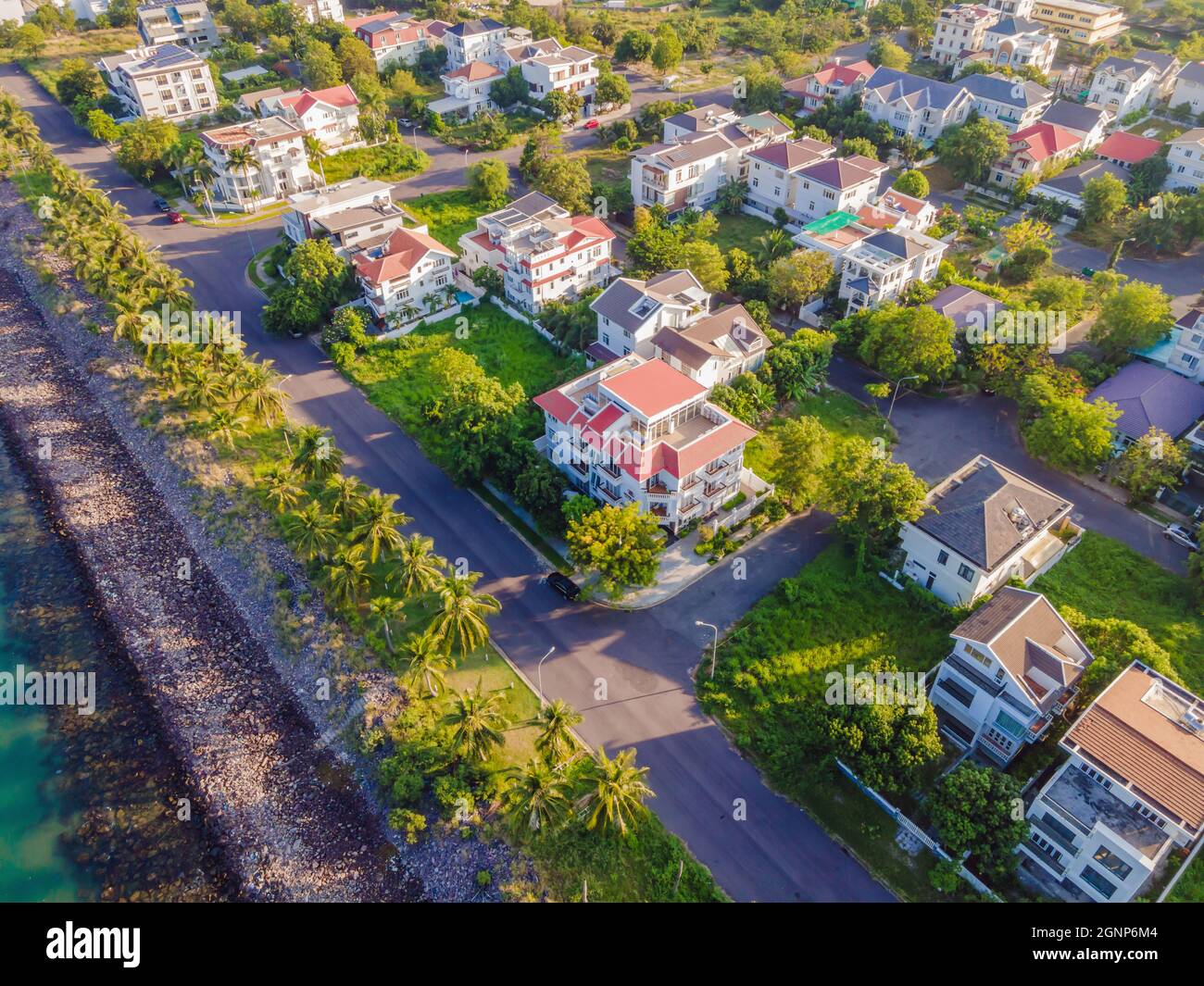 Drone view of Nha Trang city and An Vien village, Vietnam Stock Photo