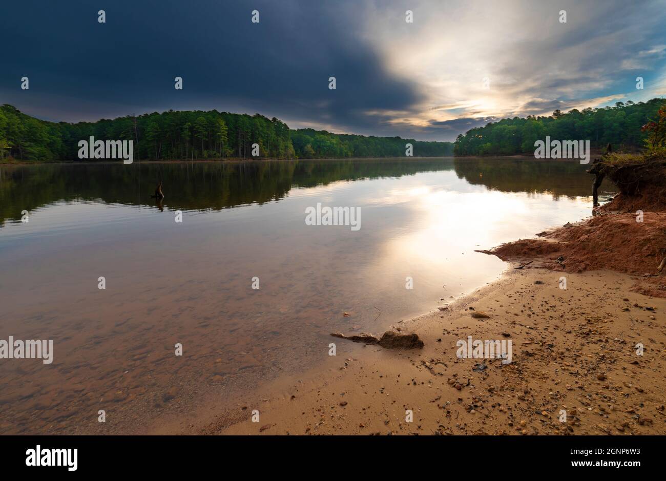 Bright sunrise with clouds at Falls Lake North Carolina Stock Photo Alamy