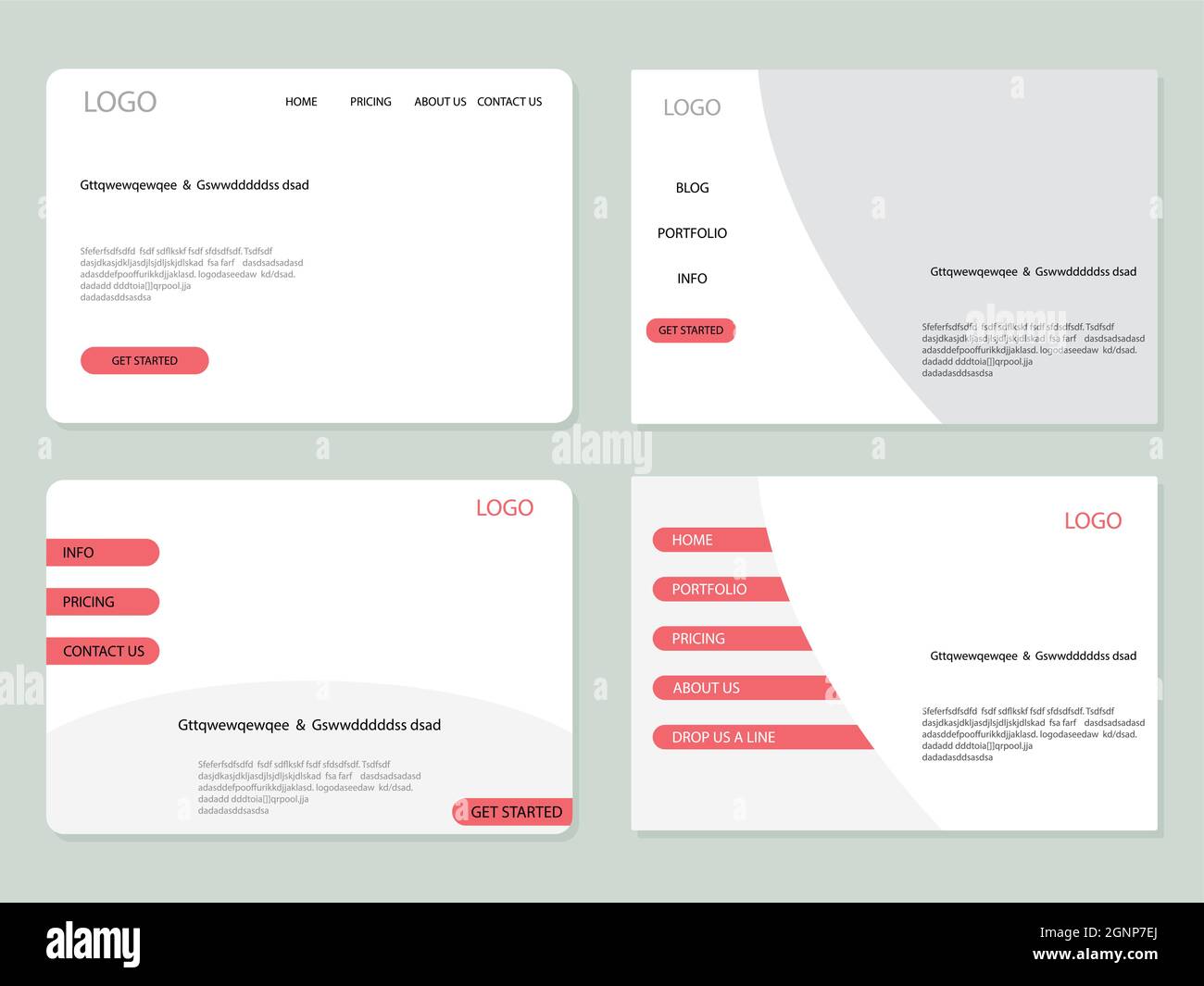 Layouts landing page design collection. Web interface for website and ... image.