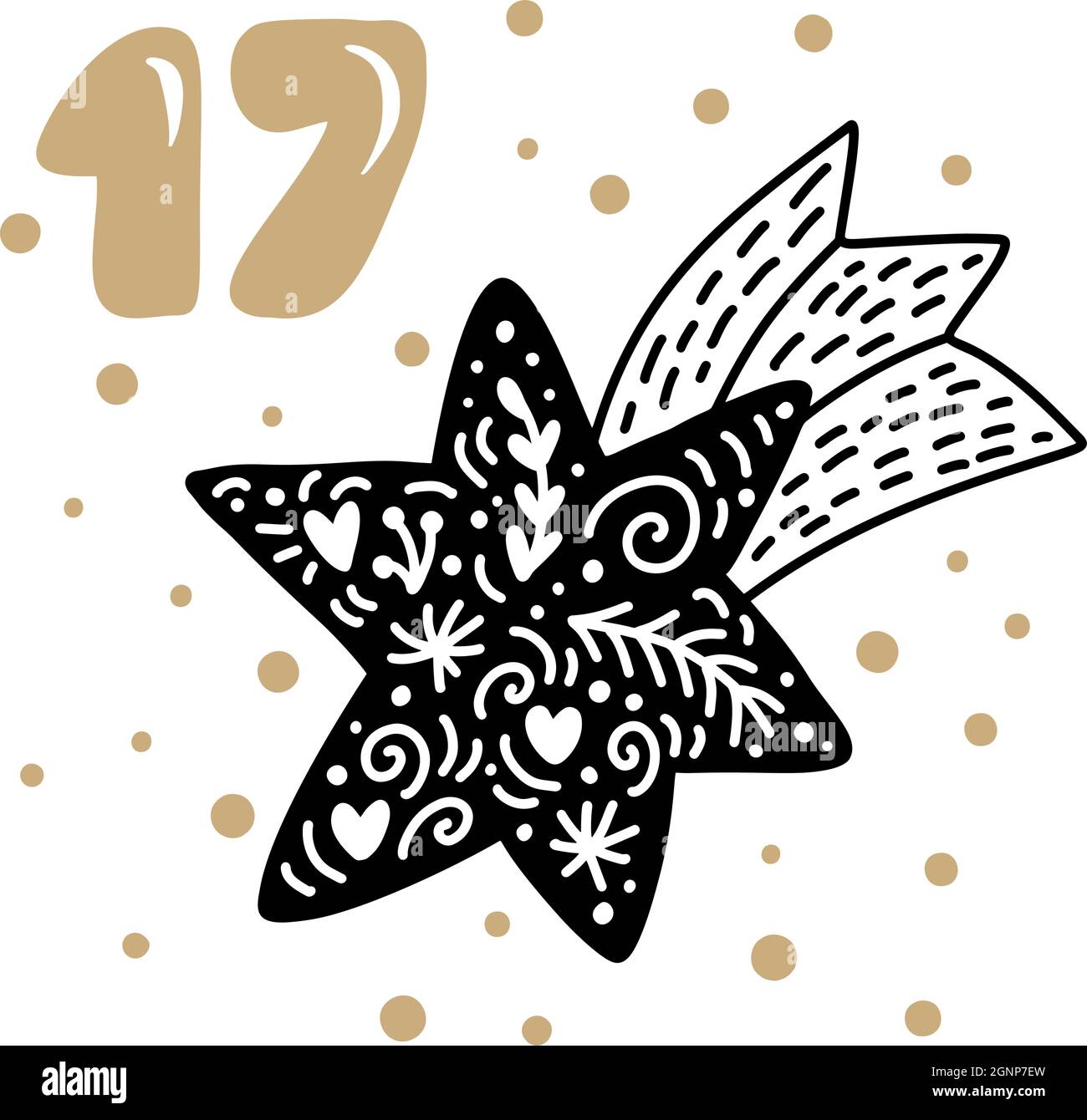 Christmas Advent calendar with cute scandinavian hand drawn vector