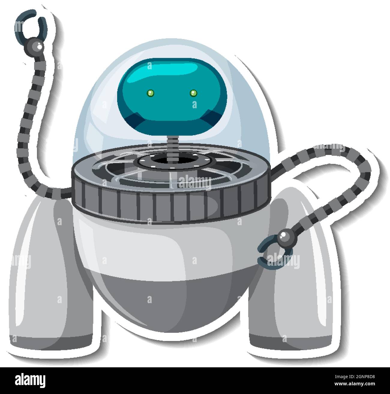 Sticker template with an alien monster in UFO robot isolated ...
