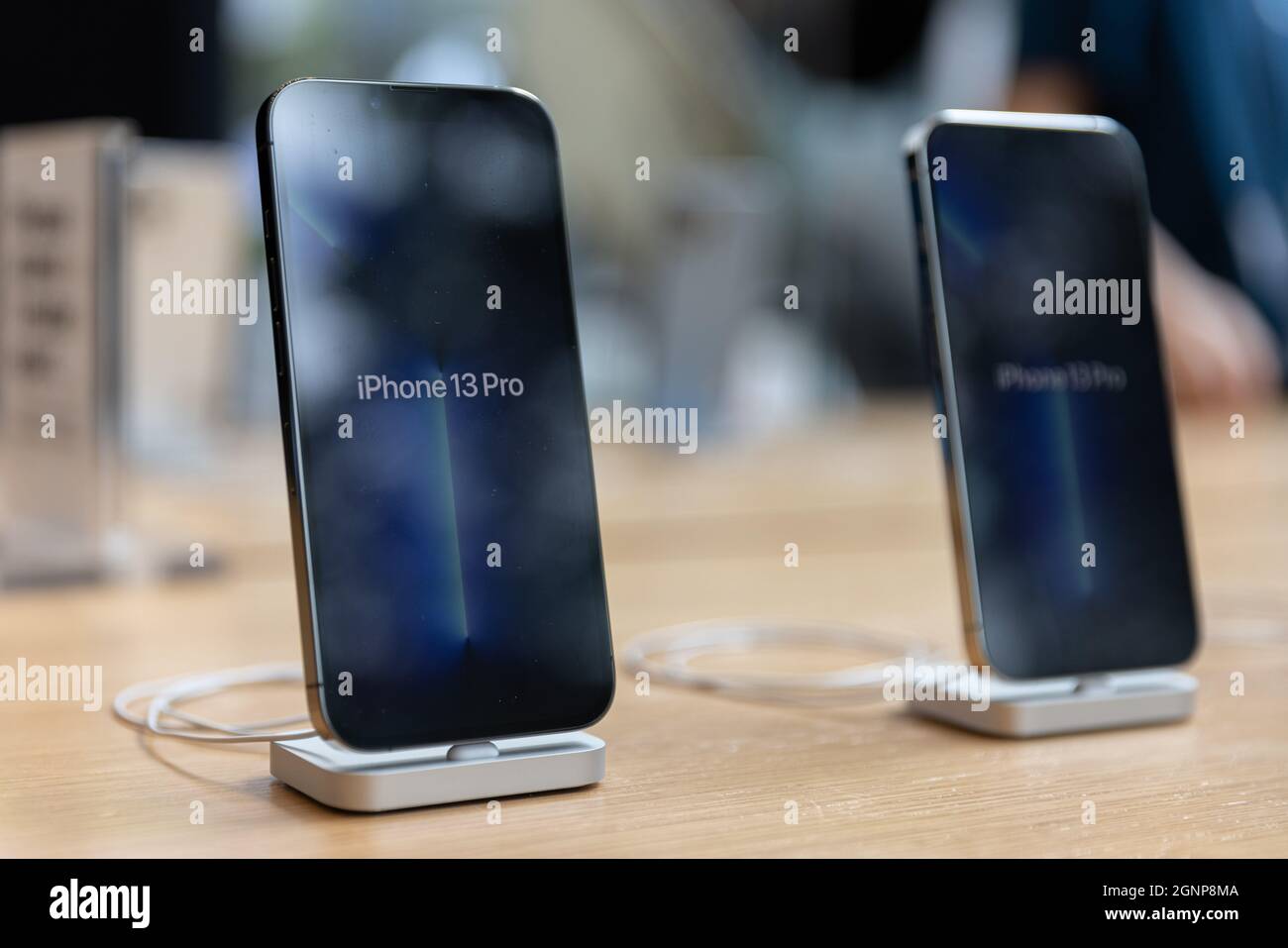 Tokyo, Japan. 27th Sep, 2021. iPhone 13 Pro smartphones seen displayed