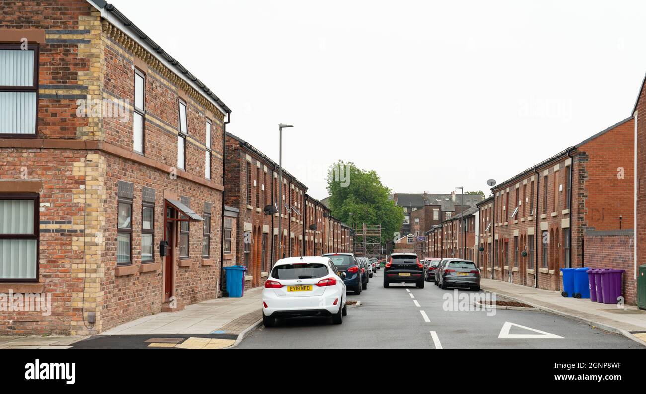 Madryn Street, Toxteth, Liverpool 8, the birthplace of Ringo Starr, drummer with the Beatles. One of many 'Welsh' streets in Liverpool. Stock Photo