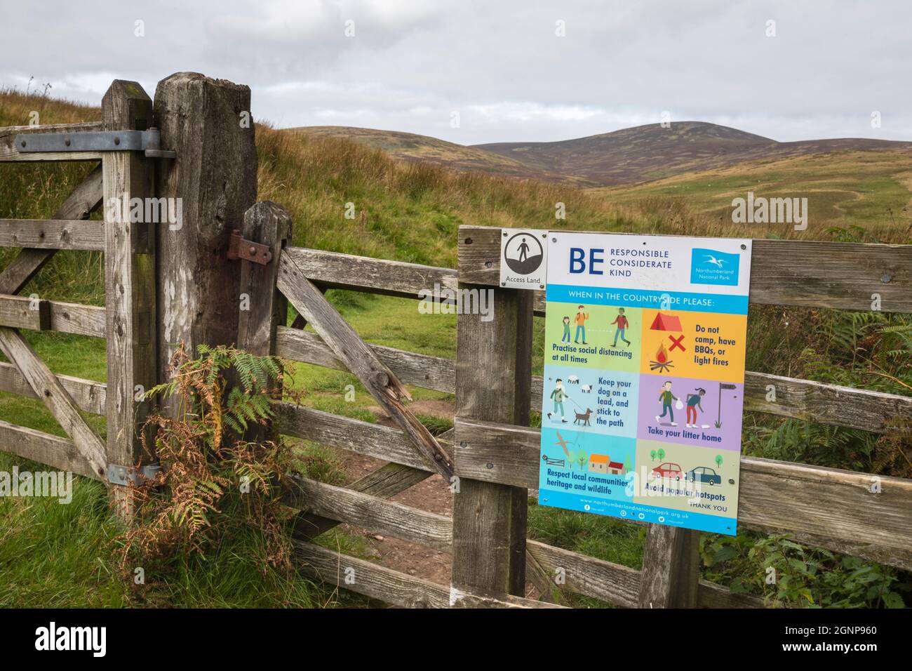 Countryside code in Covid-19 pandemic, Breamish valley, Northumberland national park, UK Stock Photo