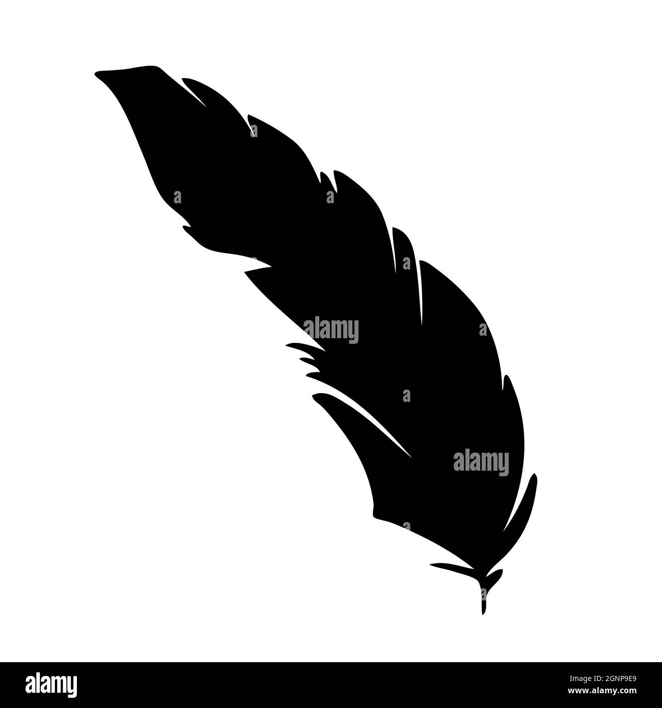 Feather of birds. Black feather silhouette for logo vector set Stock ...