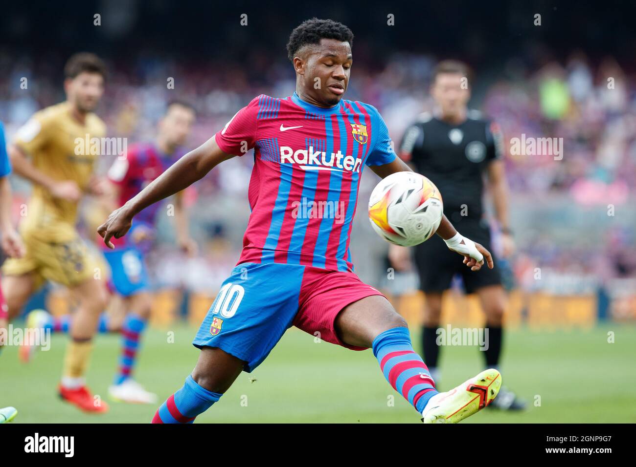 Ansu Fati of FC Barcelona in action during the LaLiga match