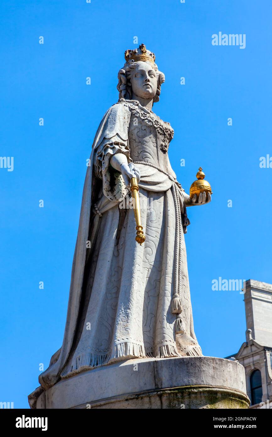 Queen Anne statue erected in 1712 outside St Paul's Cathedral in London