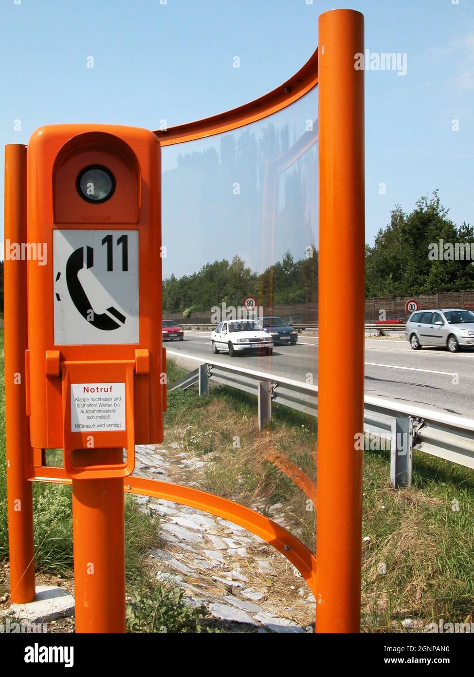 emergency telephone at a highway, Austria Stock Photo