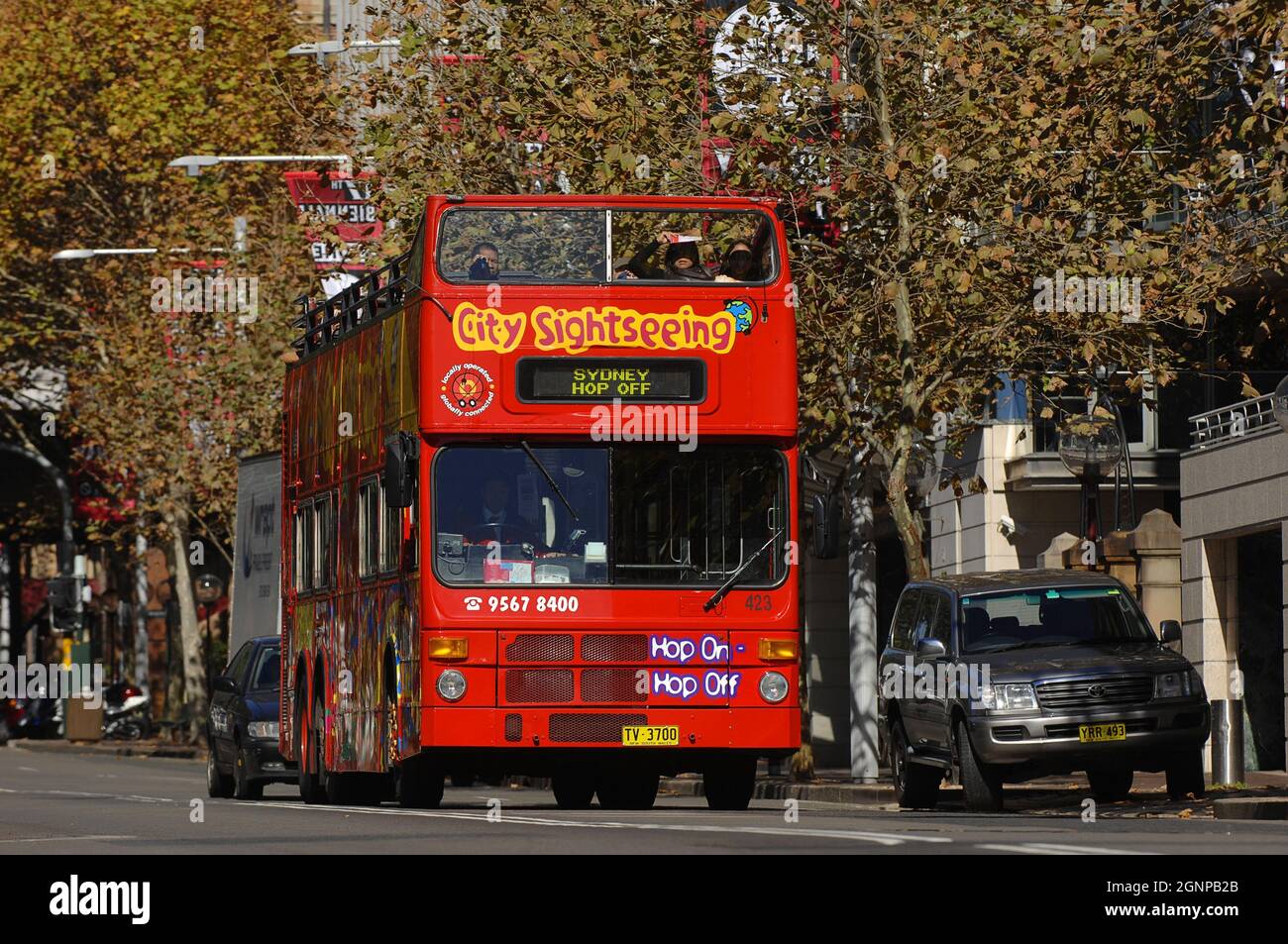 Double decker sight seeing bus in Sydney, Germany, Sydney Stock Photo