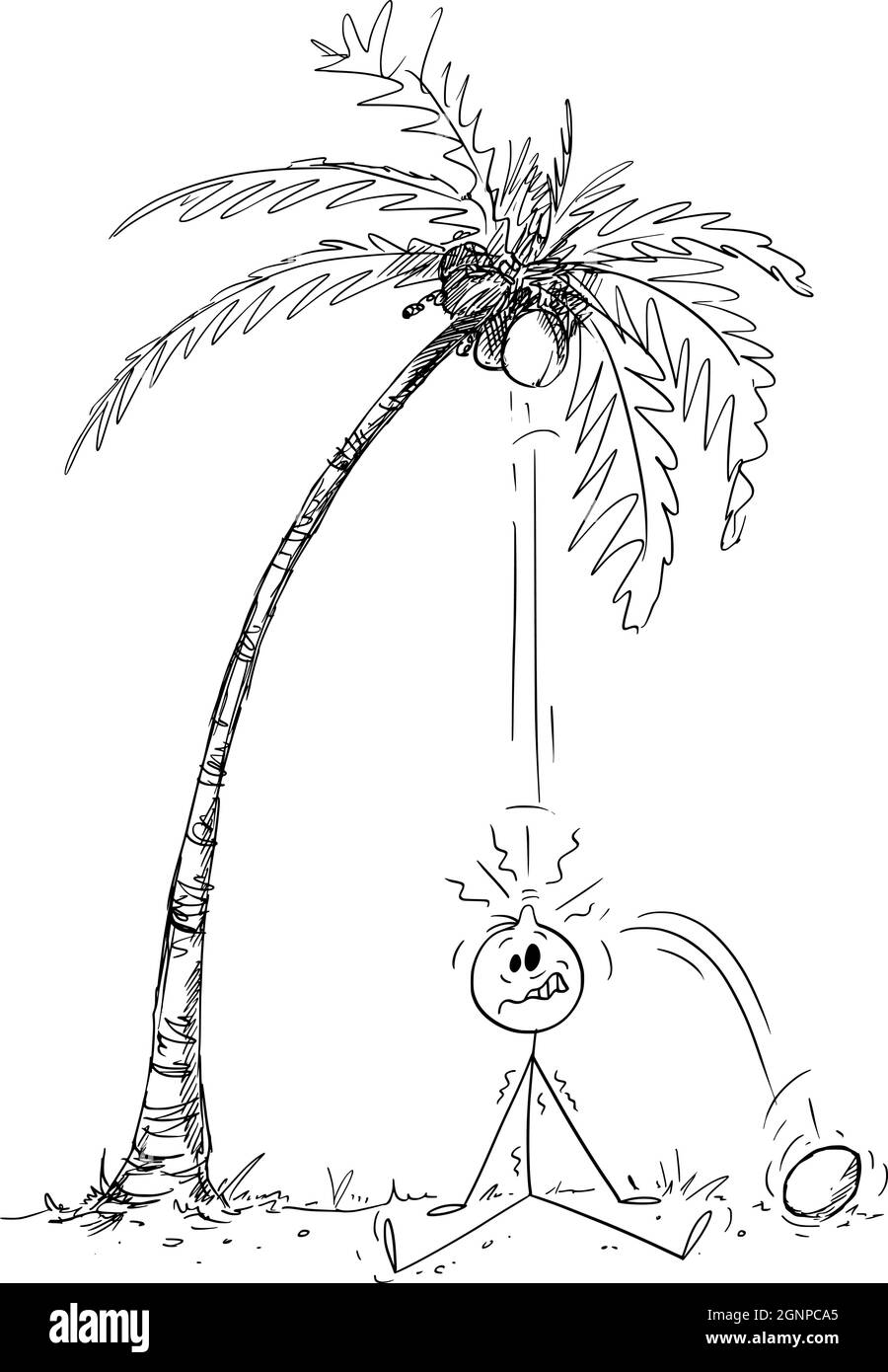 Person on Vacation Hit By Coconut Falling From Tree, Vector Cartoon Stick  Figure Illustration Stock Vector Image & Art - Alamy