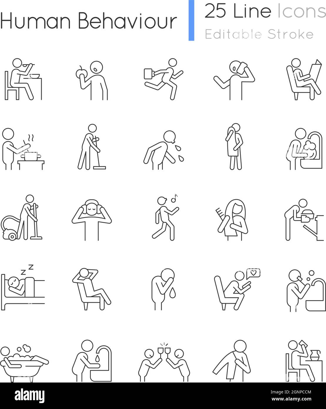 Human behaviour linear icons set Stock Vector Image & Art - Alamy