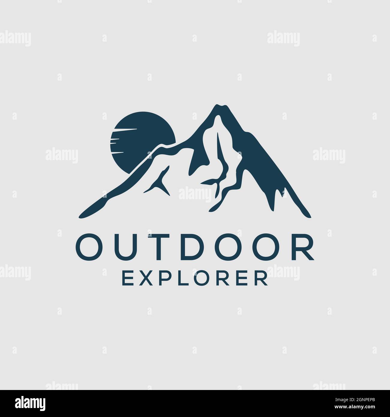 Mountain outdoor explorer logo design vector, night outdoor landscape logo template Stock Vector