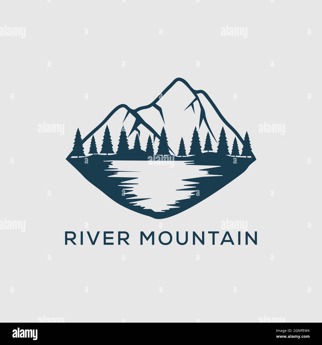 river mountain logo design symbol, best for outdoor adventure vector illustration Stock Vector