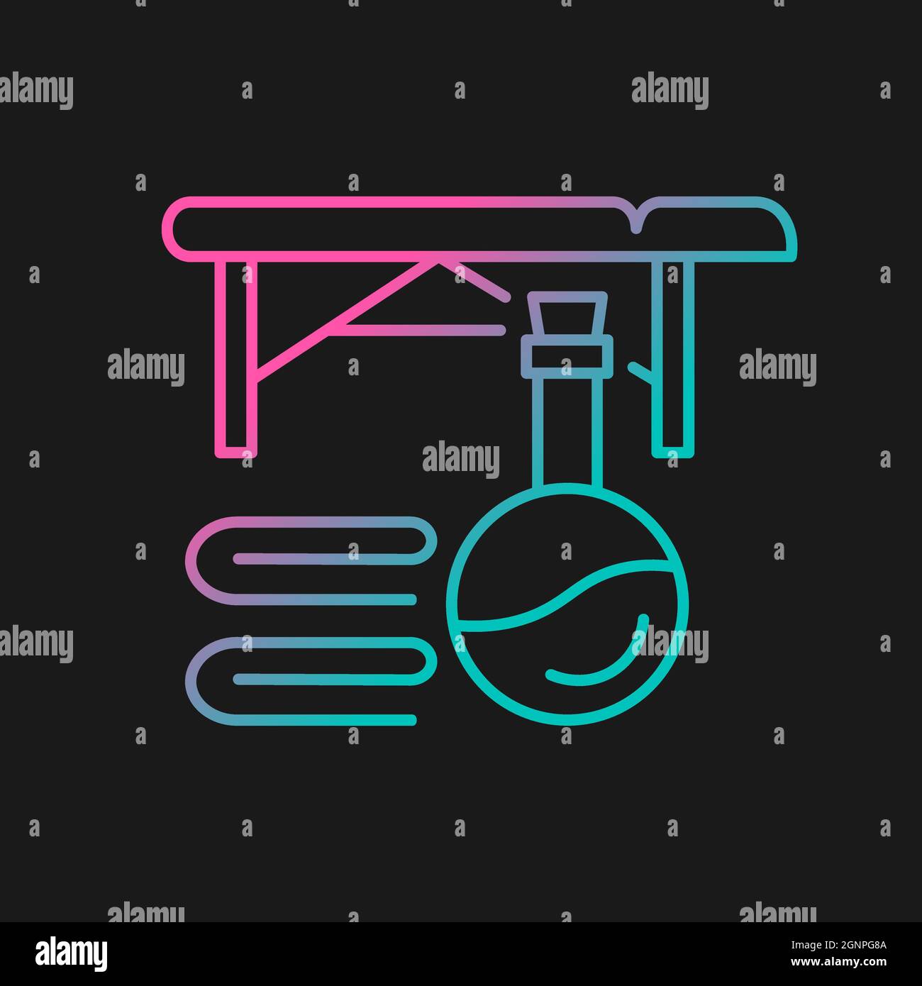 Massage table gradient vector icon for dark theme Stock Vector