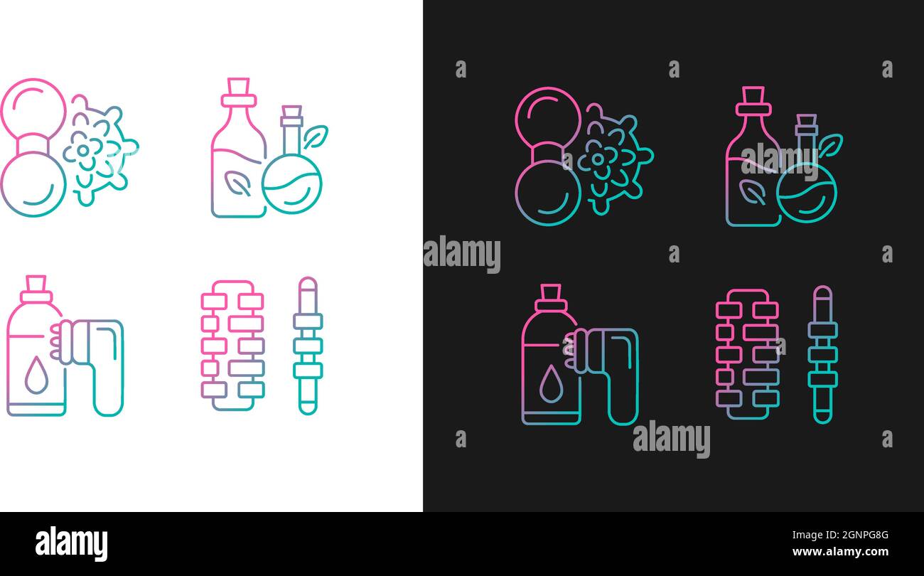 Hand massagers gradient icons set for dark and light mode Stock Vector