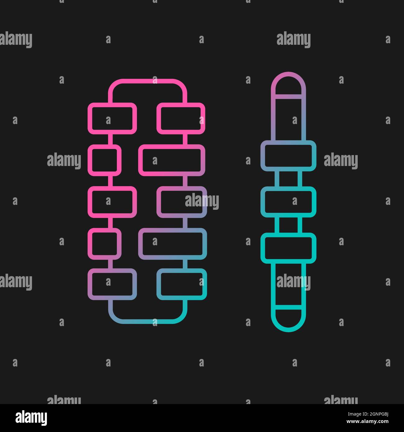 Massage roller sticks gradient vector icon for dark theme Stock Vector